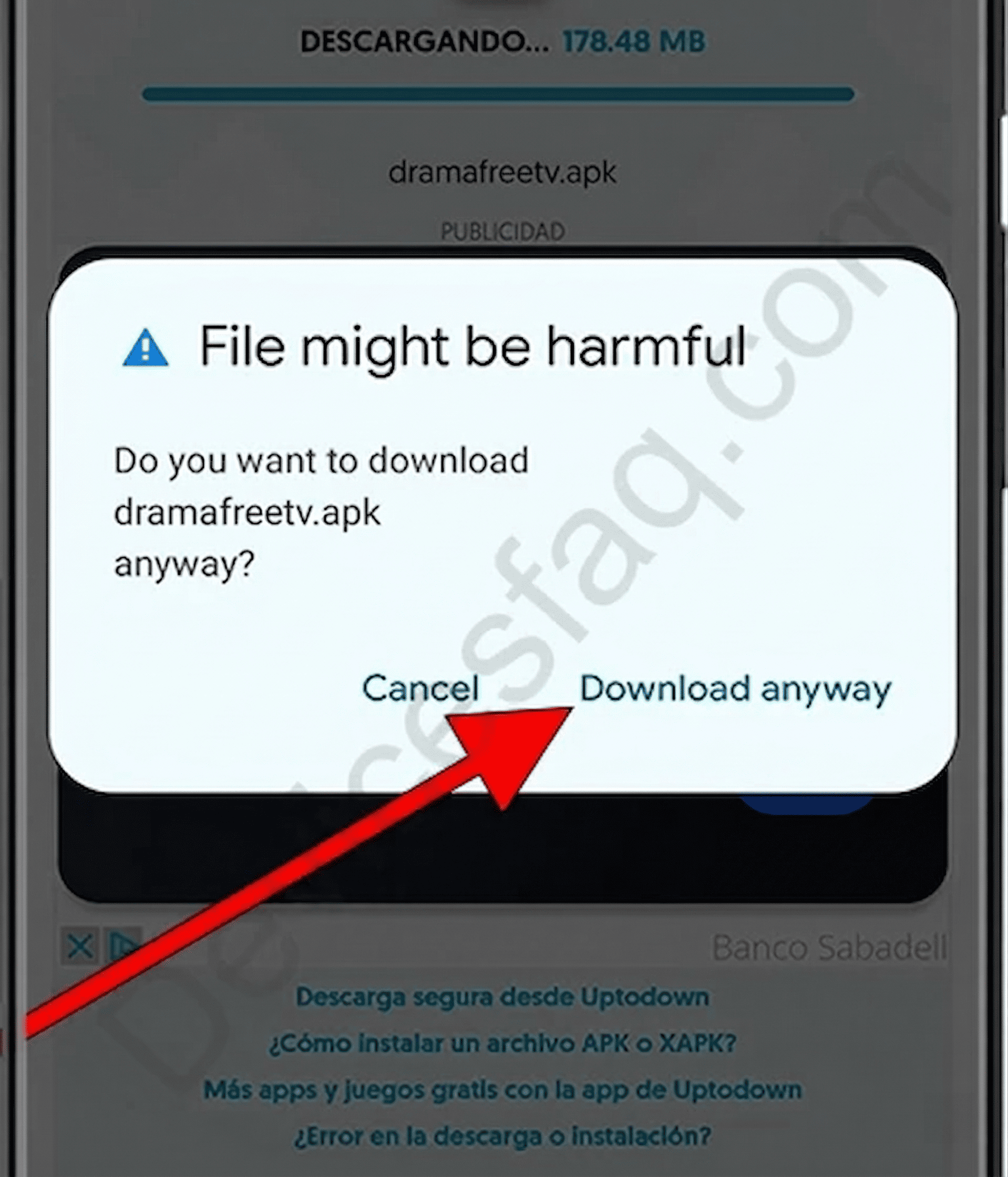 Confirmar la descarga del APK