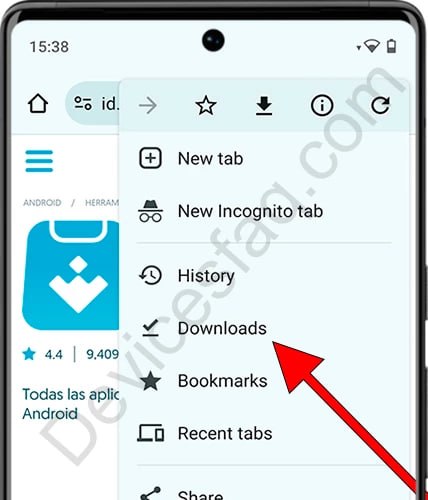 Abrir las descargas de Android